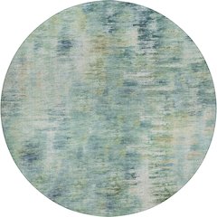 Luxury Washable Indoor/Outdoor Kochi Teal 8' x 8' Round Rug