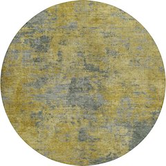 Luxury Washable Indoor/Outdoor Kochi Gold 8' x 8' Round Rug