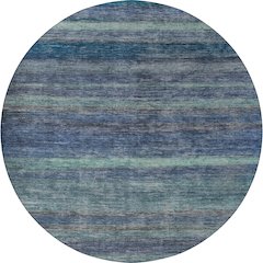 Luxury Washable Indoor/Outdoor Kochi Blue 8' x 8' Round Rug
