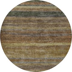 Luxury Washable Indoor/Outdoor Kochi Brown 8' x 8' Round Rug