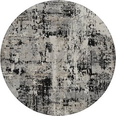 Luxury Washable Indoor/Outdoor Kochi Black 8' x 8' Round Rug