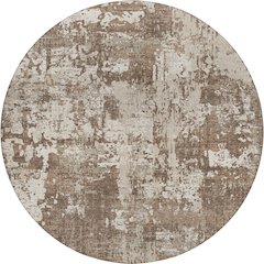 Luxury Washable Indoor/Outdoor Kochi Brown 8' x 8' Round Rug