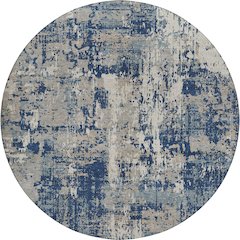 Luxury Washable Indoor/Outdoor Kochi Navy 8' x 8' Round Rug