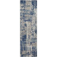 Luxury Washable Indoor/Outdoor Kochi Navy 2'3" x 7'6" Runner Rug