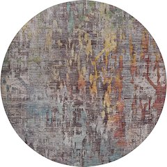 Luxury Washable Indoor/Outdoor Kochi Plum 8' x 8' Round Rug