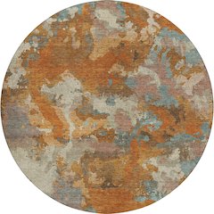 Luxury Washable Indoor/Outdoor Kochi Copper 8' x 8' Round Rug