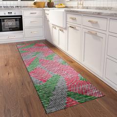 Yuma Pink Transitional Abstract 2'3" x 7'6" Runner Rug Pink AYU41