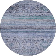 Indoor/Outdoor Karaj Blue 8' x 8' Round Rug
