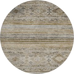 Indoor/Outdoor Karaj Brown 8' x 8' Round Rug