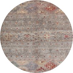 Indoor/Outdoor Karaj Gray 8' x 8' Round Rug