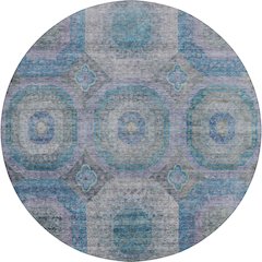 Indoor/Outdoor Karaj Blue 8' x 8' Round Rug