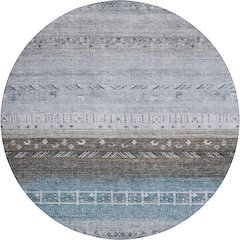 Indoor/Outdoor Karaj Blue 8' x 8' Round Rug