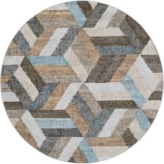 Luxury Washable Lorenzo Brown 8' x 8' Round Rug