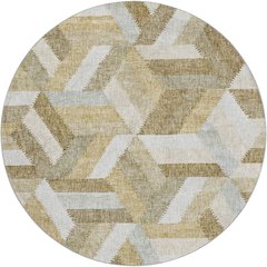 Luxury Washable Lorenzo Tan 8' x 8' Round Rug