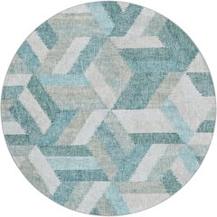 Luxury Washable Lorenzo Teal 8' x 8' Round Rug