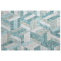 Luxury Washable Lorenzo Teal 1'8" x 2'6" Rug