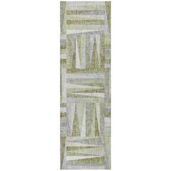 Luxury Washable Lorenzo Green 2'3" x 7'6" Runner Rug