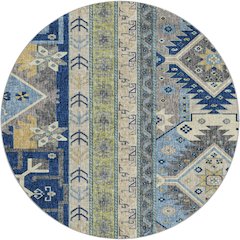 Luxury Washable Lorenzo Navy 8' x 8' Round Rug