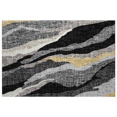 Luxury Washable Lorenzo Black 1'8" x 2'6" Rug