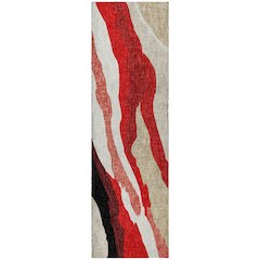 Luxury Washable Lorenzo Red 2'3" x 7'6" Runner Rug