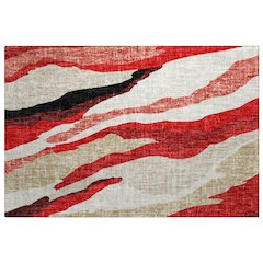 Luxury Washable Lorenzo Red 1'8" x 2'6" Rug