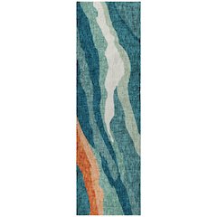 Luxury Washable Lorenzo Teal 2'3" x 7'6" Runner Rug