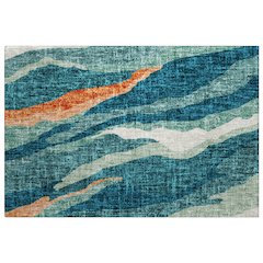 Luxury Washable Lorenzo Teal 1'8" x 2'6" Rug