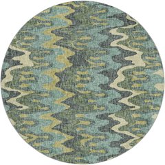 Luxury Washable Lorenzo Teal 8' x 8' Round Rug