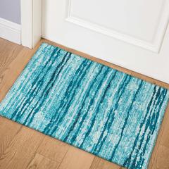 Bravado Blue Contemporary Stripe 1'8" x 2'6" Accent Rug Blue ABV34