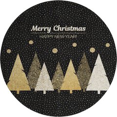 Luxury Washable Indoor/Outdoor Merry & Bright Black 8' x 8' Round Rug