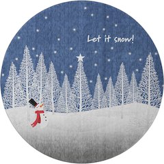 Luxury Washable Indoor/Outdoor Merry & Bright Navy 8' x 8' Round Rug