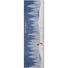 Luxury Washable Indoor/Outdoor Merry & Bright Navy 2'3" x 7'6" Runner Rug