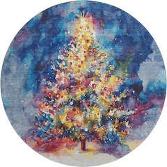 Luxury Washable Indoor/Outdoor Merry & Bright Navy 8' x 8' Round Rug