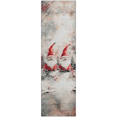 Luxury Washable Indoor/Outdoor Merry & Bright Ivory 2'3" x 7'6" Runner Rug