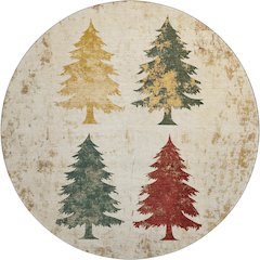 Luxury Washable Indoor/Outdoor Merry & Bright Ivory 8' x 8' Round Rug