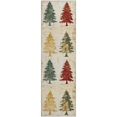 Luxury Washable Indoor/Outdoor Merry & Bright Ivory 2'3" x 7'6" Runner Rug