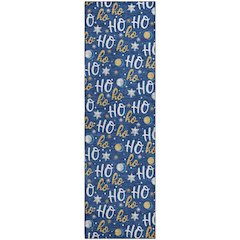 Luxury Washable Indoor/Outdoor Merry & Bright Navy 2'3" x 7'6" Runner Rug