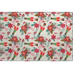 Luxury Washable Indoor/Outdoor Merry & Bright Ivory 1'8" x 2'6" Rug