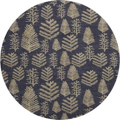 Luxury Washable Indoor/Outdoor Merry & Bright Black 8' x 8' Round Rug