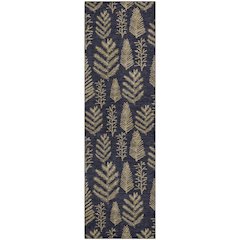 Luxury Washable Indoor/Outdoor Merry & Bright Black 2'3" x 7'6" Runner Rug