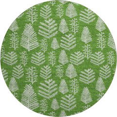 Luxury Washable Indoor/Outdoor Merry & Bright Green 8' x 8' Round Rug