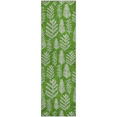 Luxury Washable Indoor/Outdoor Merry & Bright Green 2'3" x 7'6" Runner Rug