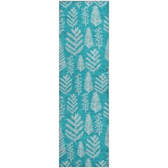 Luxury Washable Indoor/Outdoor Merry & Bright Teal 2'3" x 7'6" Runner Rug