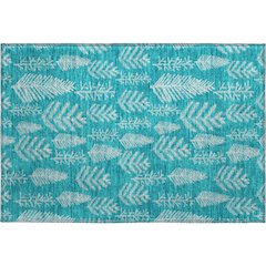 Luxury Washable Indoor/Outdoor Merry & Bright Teal 1'8" x 2'6" Rug