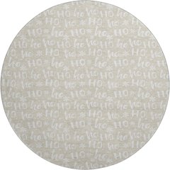 Luxury Washable Indoor/Outdoor Merry & Bright Beige 8' x 8' Round Rug