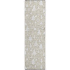 Luxury Washable Indoor/Outdoor Merry & Bright Beige 2'3" x 7'6" Runner Rug