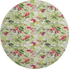 Luxury Washable Indoor/Outdoor Merry & Bright Aloe 8' x 8' Round Rug