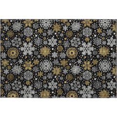 Luxury Washable Indoor/Outdoor Merry & Bright Black 1'8" x 2'6" Rug