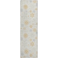 Luxury Washable Indoor/Outdoor Merry & Bright Ivory 2'3" x 7'6" Runner Rug