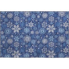 Luxury Washable Indoor/Outdoor Merry & Bright Navy 1'8" x 2'6" Rug